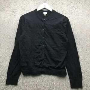 J. Crew Cardigan Sweater Women's XL Long Sleeve Button Black Stretch Poly Blend